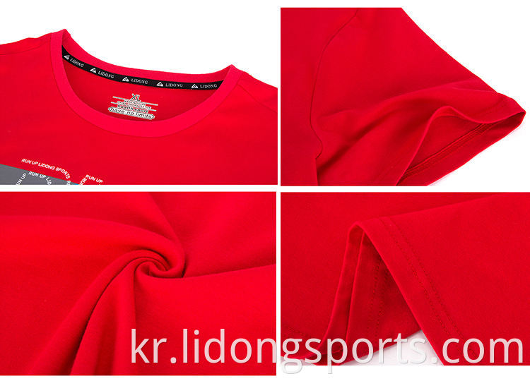Lidong 도매 새로운 디자인 남성 인쇄 캐주얼 러닝 셔츠 T 셔츠 남자 스포츠
